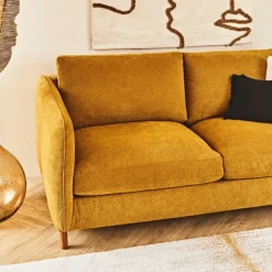 Fabrique de Styles Canapés Convertibles*Canapé convertible 2 places Gustave - Tissu Texturé - Crown Moutarde