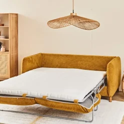 Fabrique de Styles Canapés Convertibles*Canapé convertible 2 places Gustave - Tissu Texturé - Crown Moutarde