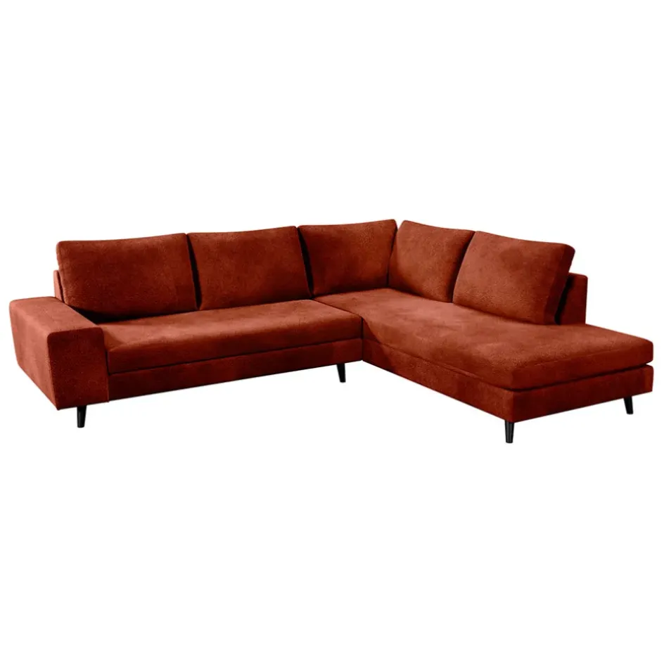 Fabrique de Styles Canapés D'angle*Canapé d'angle droit 5 places André - effet velours - Seven emerald