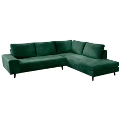 Fabrique de Styles Canapés D'angle*Canapé d'angle droit 5 places André - effet velours - Seven emerald