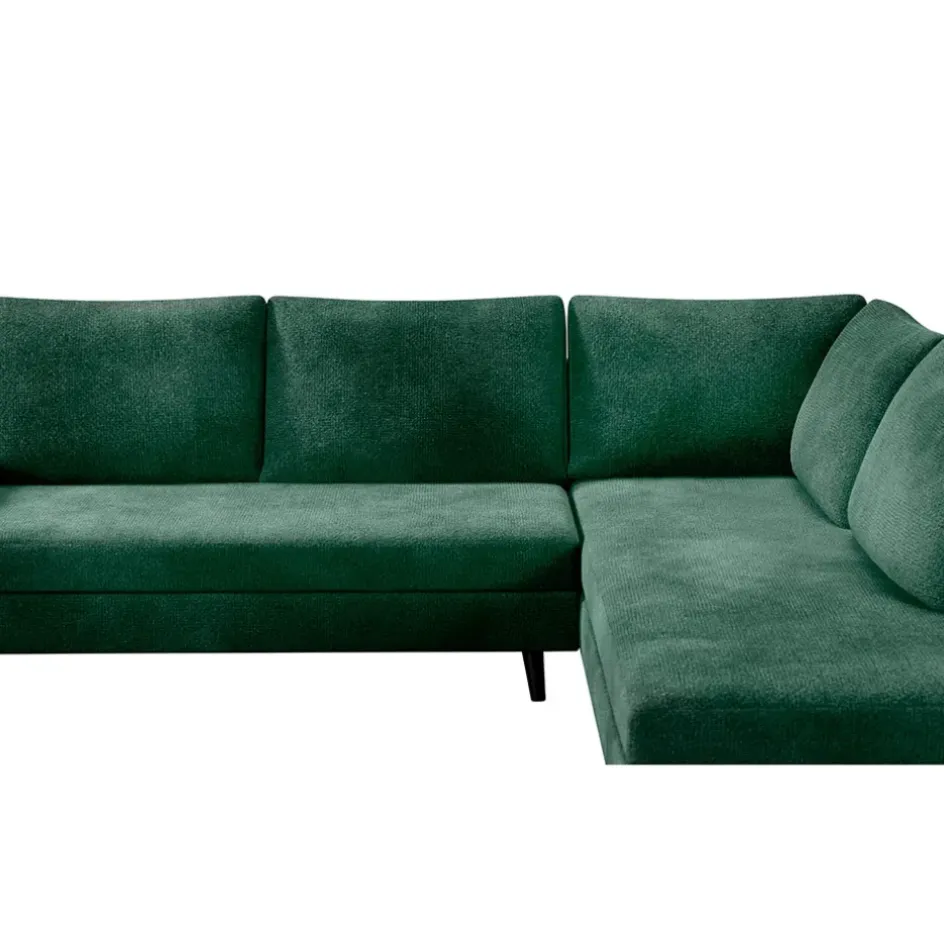 Fabrique de Styles Canapés D'angle*Canapé d'angle droit 5 places André - effet velours - Seven emerald