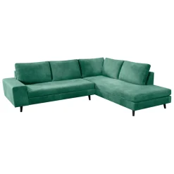 Fabrique de Styles Canapés D'angle*Canapé d'angle droit 5 places André - effet velours - Seven emerald