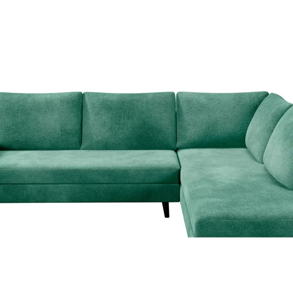 Fabrique de Styles Canapés D'angle*Canapé d'angle droit 5 places André - effet velours - Seven emerald