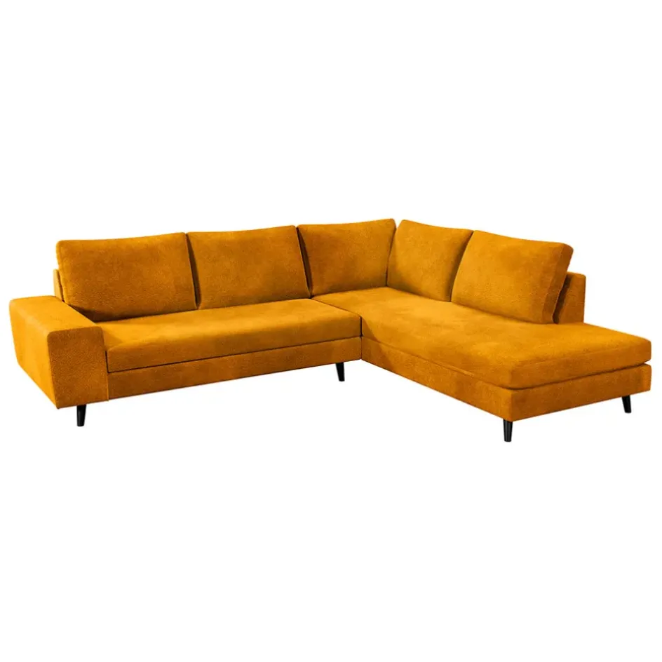 Fabrique de Styles Canapés D'angle*Canapé d'angle droit 5 places André - effet velours - Seven emerald