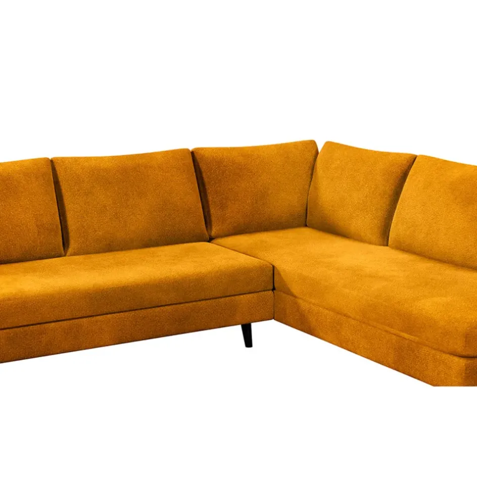 Fabrique de Styles Canapés D'angle*Canapé d'angle droit 5 places André - effet velours - Seven emerald