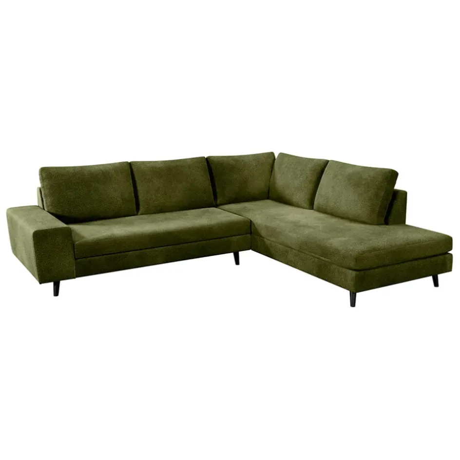 Fabrique de Styles Canapés D'angle*Canapé d'angle droit 5 places André - effet velours - Seven emerald