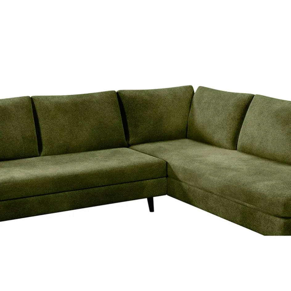 Fabrique de Styles Canapés D'angle*Canapé d'angle droit 5 places André - effet velours - Seven emerald