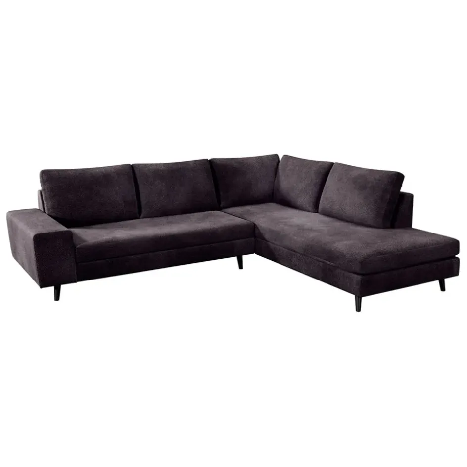 Fabrique de Styles Canapés D'angle*Canapé d'angle droit 5 places André - effet velours - Seven emerald