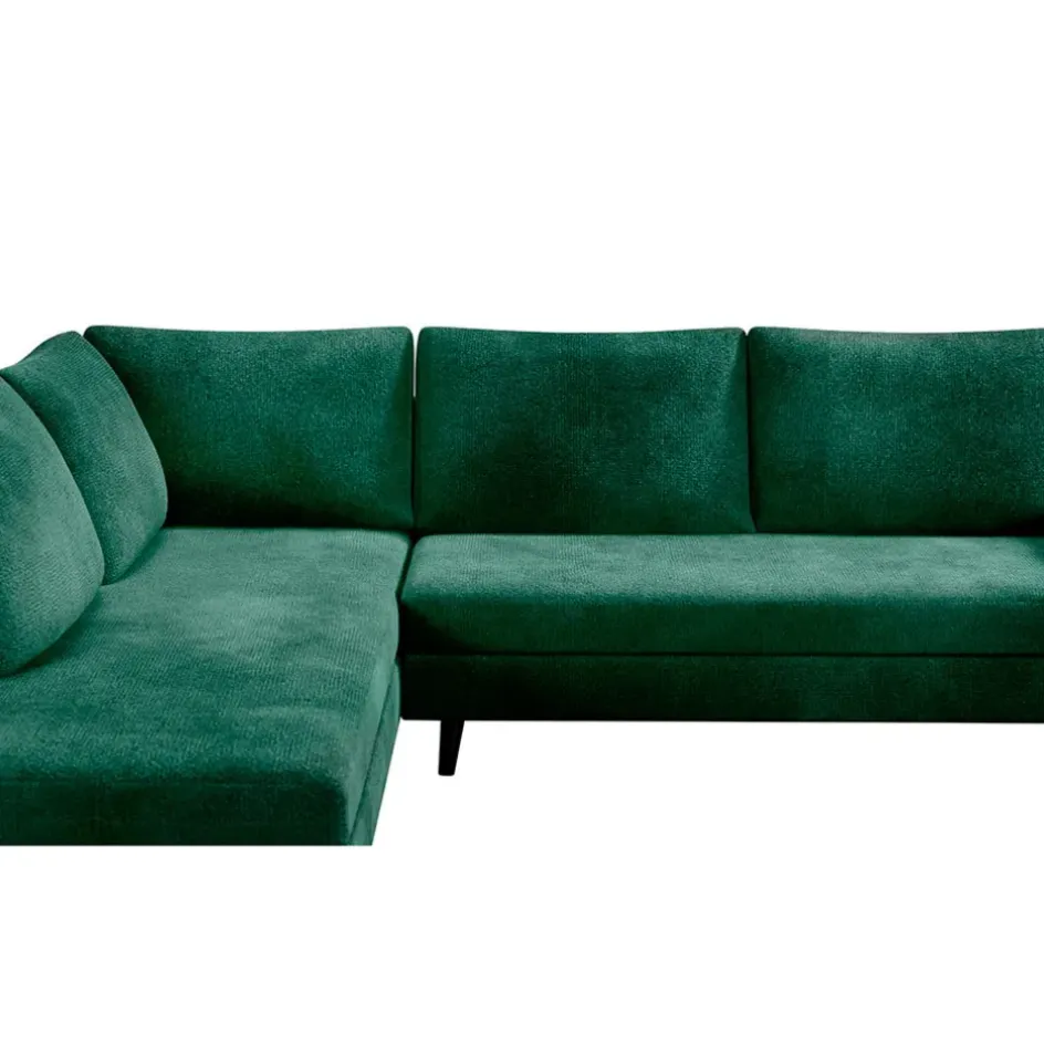 Fabrique de Styles Canapés D'angle*Canapé d'angle droit 5 places André - effet velours - Seven emerald