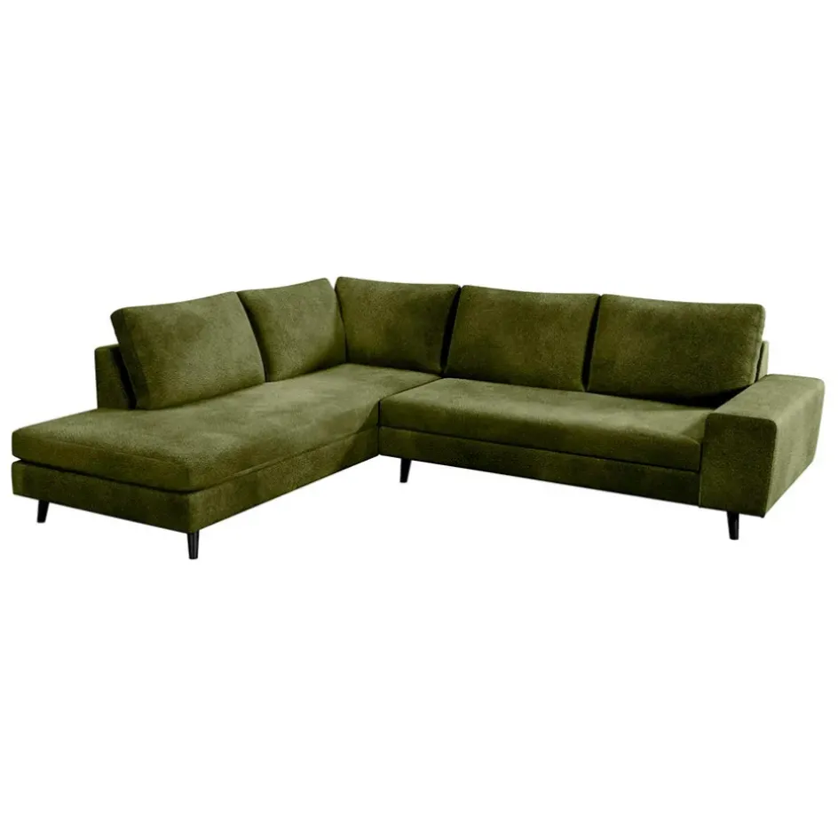 Fabrique de Styles Canapés D'angle*Canapé d'angle droit 5 places André - effet velours - Seven emerald