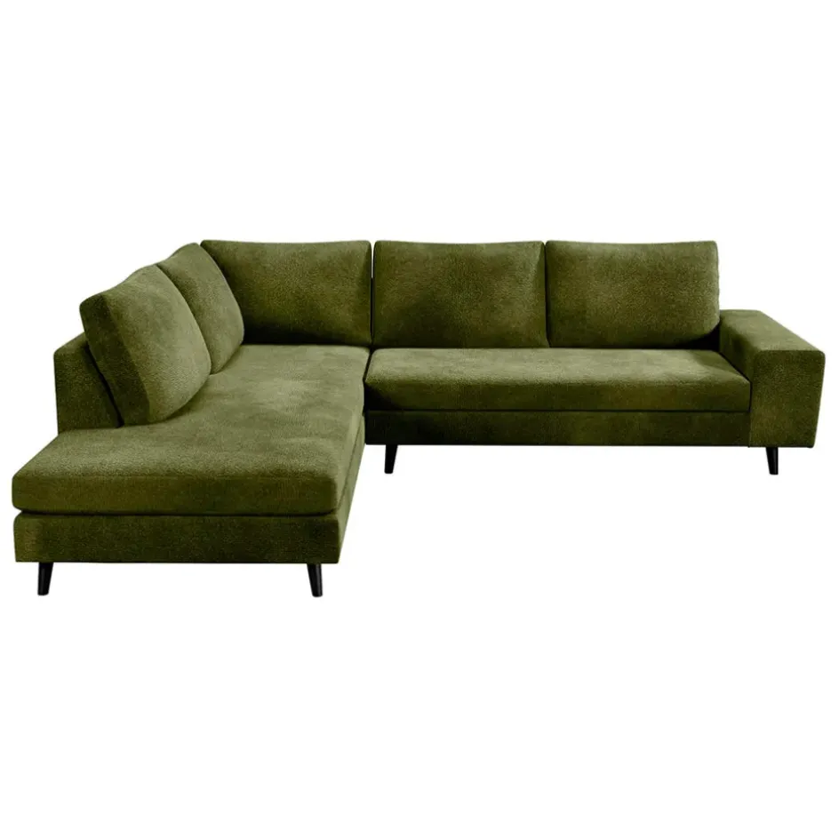 Fabrique de Styles Canapés D'angle*Canapé d'angle droit 5 places André - effet velours - Seven emerald