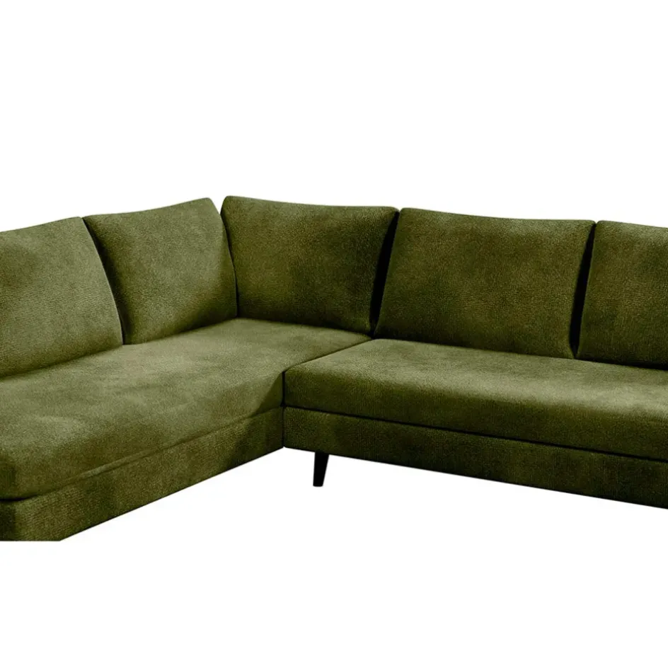Fabrique de Styles Canapés D'angle*Canapé d'angle droit 5 places André - effet velours - Seven emerald