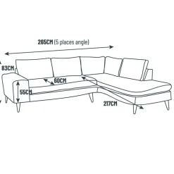Fabrique de Styles Canapés D'angle*Canapé d'angle droit 5 places ANDRE - Dany ecru 2