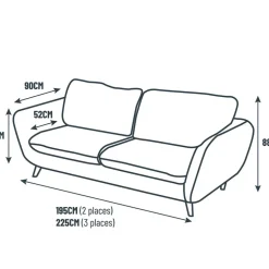 Fabrique de Styles Canapés Fixes*Canapé fixe 2 places AXEL - Tissu Texturé - Crown Black
