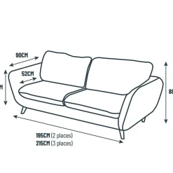 Fabrique de Styles Canapés Fixes*Canapé fixe 3 places Axel - Velours Texturé - Dany é