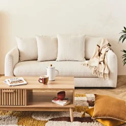 Fabrique de Styles Canapés Fixes*Canapé fixe 3 places Basile - Effet Velours Côtelé - Fjord Écru