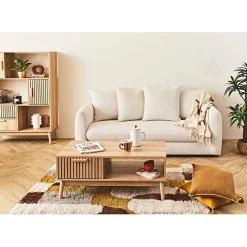 Fabrique de Styles Canapés Fixes*Canapé fixe 3 places Basile - Effet Velours Côtelé - Fjord Écru