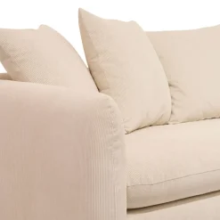 Fabrique de Styles Canapés Fixes*Canapé fixe 3 places Basile - Effet Velours Côtelé - Fjord Écru