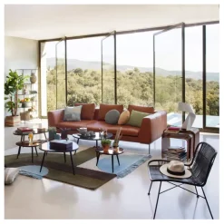 Fabrique de Styles Canapés Fixes*Canapé fixe 3 places en cuir vintage cognac - Montino