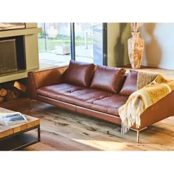 Fabrique de Styles Canapés Fixes*Canapé fixe 3 places en cuir vintage cognac - Montino