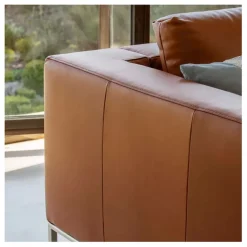 Fabrique de Styles Canapés Fixes*Canapé fixe 3 places en cuir vintage cognac - Montino