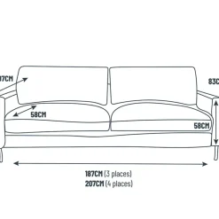 Fabrique de Styles Canapés Fixes*Canapé fixe 3 places Gaspard - Tissu - Enjoy Anthracite