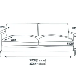 Fabrique de Styles Canapés Fixes*Canapé fixe 3 places Gaspard - Velours Texturé - Dany Bleu grisé