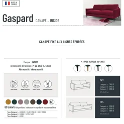 Fabrique de Styles Canapés Fixes*Canapé fixe 3 places Gaspard - Tissu Texturé - Crown Moutarde