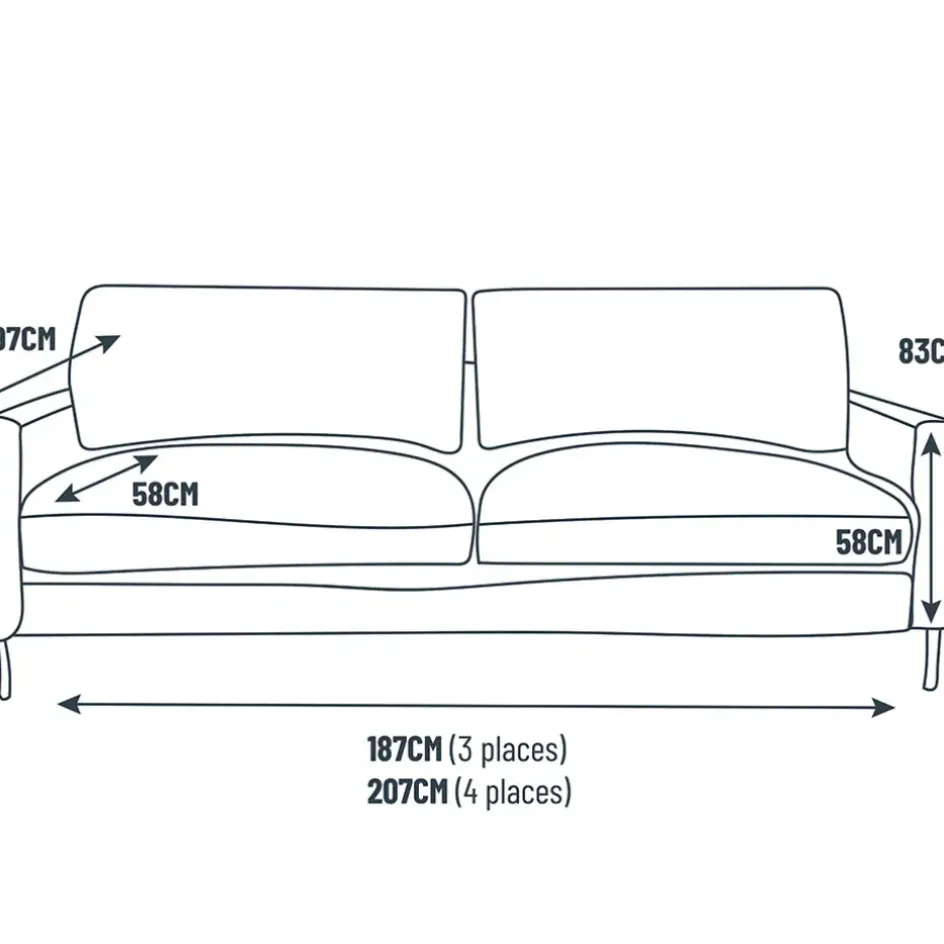 Fabrique de Styles Canapés Fixes*Canapé fixe 3 places Gaspard - Velours Vintage - Adore Anthracite
