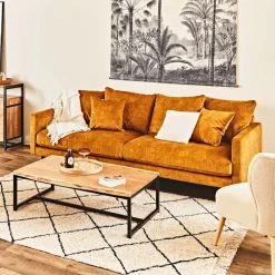 Fabrique de Styles Canapés Fixes*Canapé fixe 4 places Marius - Velours Vintage - Adore Gold