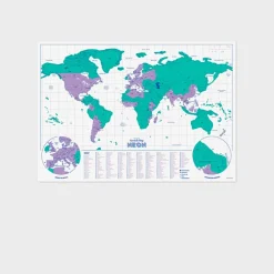 Fabrique de Styles Cadres Déco Et Affiches*Carte du monde à gratter néon 42x29cm