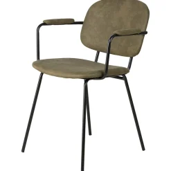 Fabrique de Styles Chaises*Chaise avec accoudoirs en tissu effet daim kaki - Aston