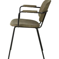Fabrique de Styles Chaises*Chaise avec accoudoirs en tissu effet daim kaki - Aston