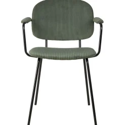 Fabrique de Styles Chaises*Chaise avec accoudoirs en velours côtelé vert sapin - Aston
