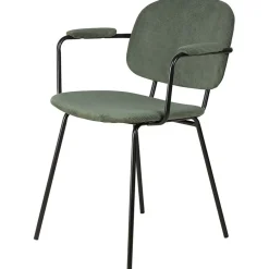 Fabrique de Styles Chaises*Chaise avec accoudoirs en velours côtelé vert sapin - Aston