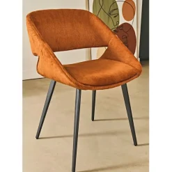 Fabrique de Styles Chaises*Chaise avec accoudoirs en velours côtelé - Alma