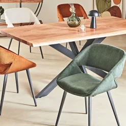 Fabrique de Styles Chaises*Chaise avec accoudoirs en velours côtelé foncé - Alma