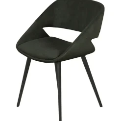 Fabrique de Styles Chaises*Chaise avec accoudoirs en velours côtelé foncé - Alma