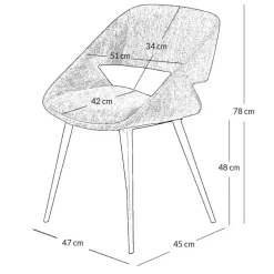 Fabrique de Styles Chaises*Chaise avec accoudoirs en velours côtelé foncé - Alma