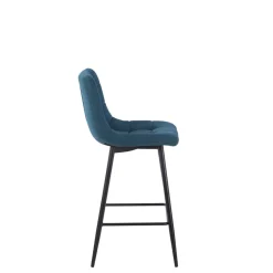Fabrique de Styles Tabourets Et Chaises De Bar*Chaise de bar en tissu matelassé bleu pétrole - Lilly