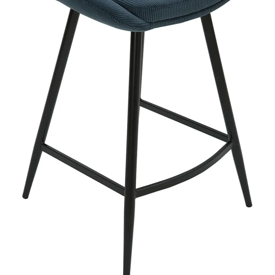 Fabrique de Styles Tabourets Et Chaises De Bar*Chaise de bar en velours côtelé bleu foncé h67cm - Ben