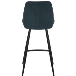 Fabrique de Styles Tabourets Et Chaises De Bar*Chaise de bar en velours côtelé bleu foncé h67cm - Ben