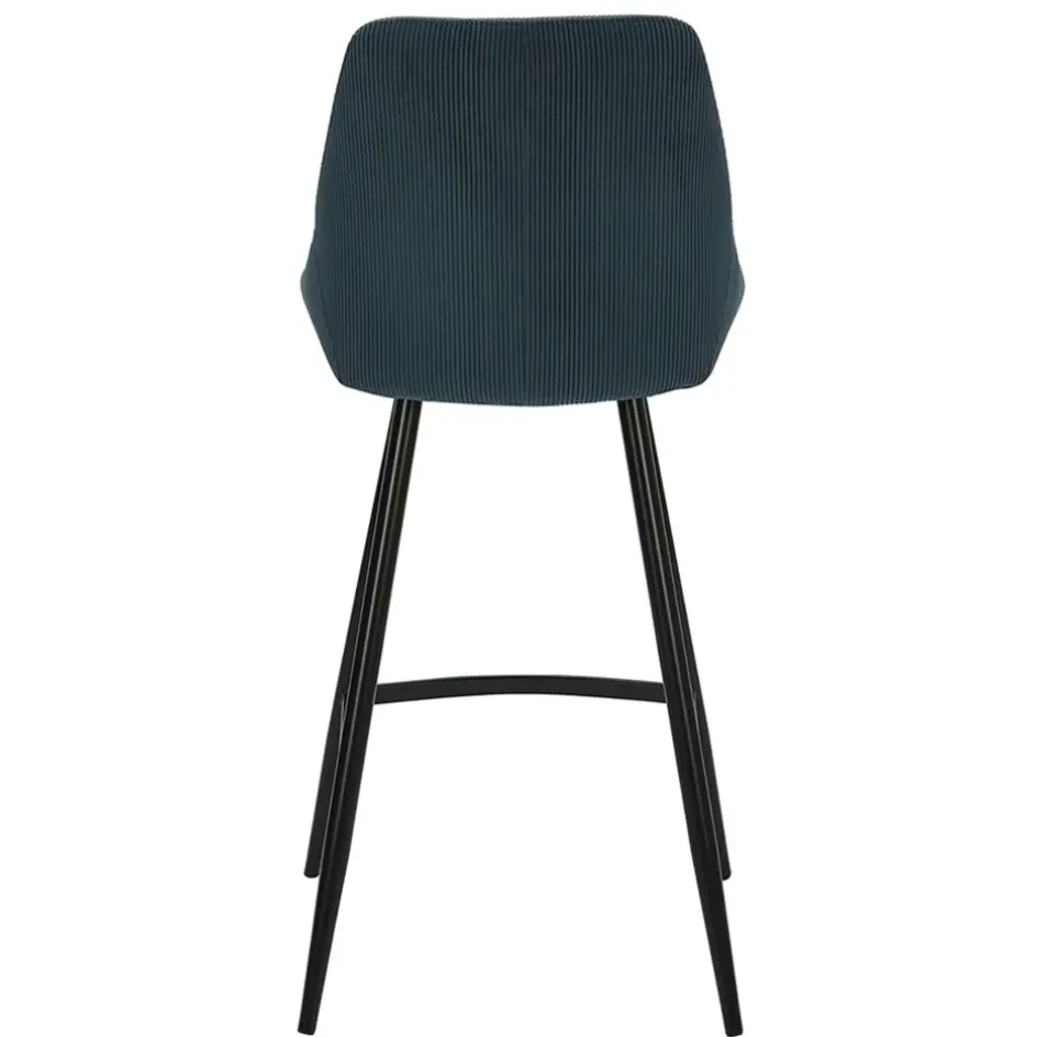 Fabrique de Styles Tabourets Et Chaises De Bar*Chaise de bar en velours côtelé bleu foncé h67cm - Ben