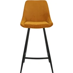 Fabrique de Styles Tabourets Et Chaises De Bar*Chaise de bar en velours côtelé jaune h67cm - Ben