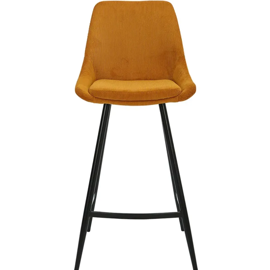 Fabrique de Styles Tabourets Et Chaises De Bar*Chaise de bar en velours côtelé jaune h67cm - Ben