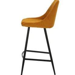 Fabrique de Styles Tabourets Et Chaises De Bar*Chaise de bar en velours côtelé jaune h67cm - Ben