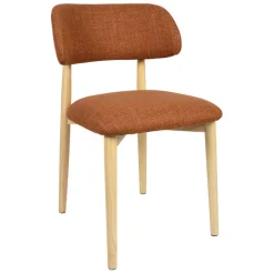 Fabrique de Styles Chaises*Chaise de salle à manger en tissu et hévéa - Elsy