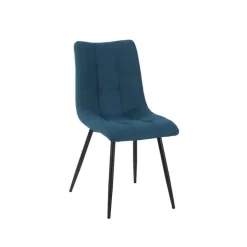 Fabrique de Styles Chaises*Chaise de salle à manger en tissu matelassé bleu pétrole - Lilly