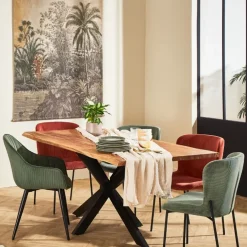 Fabrique de Styles Chaises*Chaise de salle à manger en velours côtelé foncé - Holden