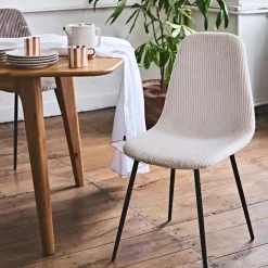 Fabrique de Styles Chaises*Chaise salle à manger en velours côtelé beige - Scarlett